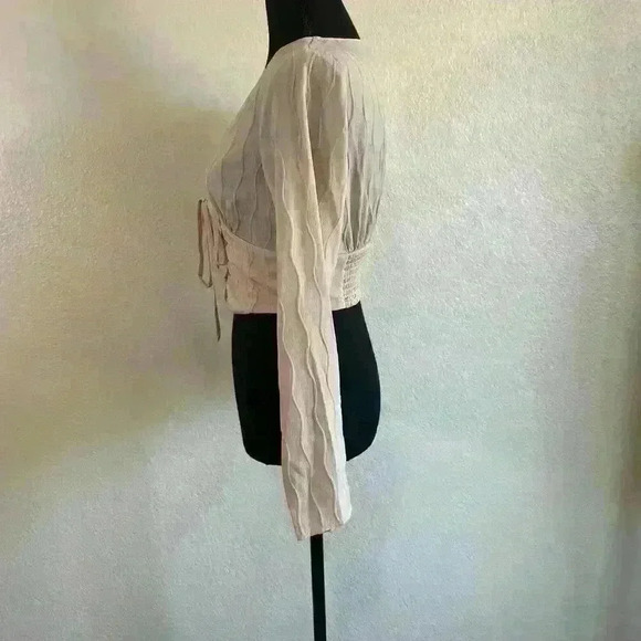 Nordstrom Elodie Corset Long Sleeve Lace-up Sheer Crop Top Women Size XS - Picture 6 of 9